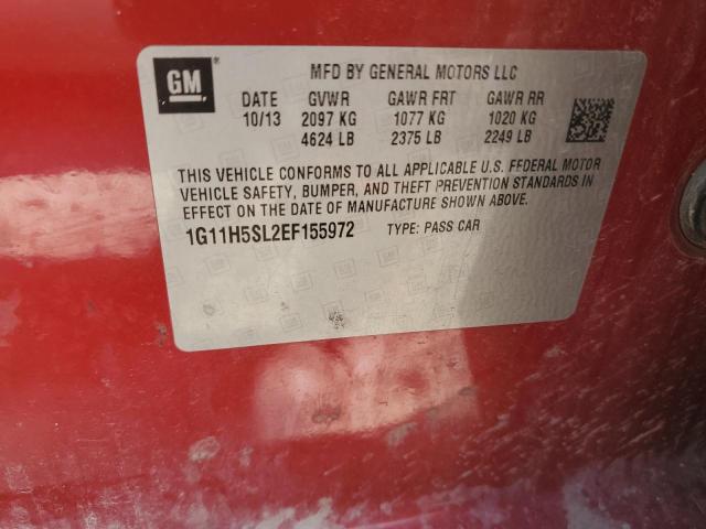 1G11H5SL2EF155972 - 2014 CHEVROLET MALIBU LTZ მუქწითელი ფოტო 13