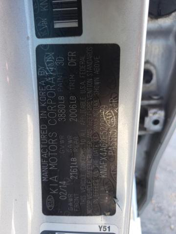 KNAFX4A62E5229299 - 2014 KIA FORTE LX SILVER photo 12