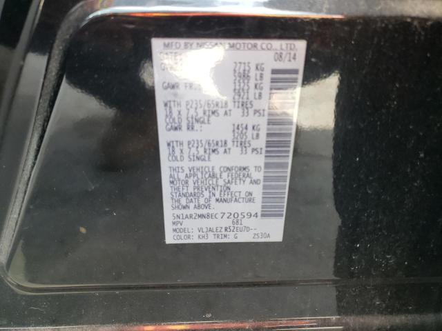 5N1AR2MN8EC720594 - 2014 NISSAN PATHFINDER S 黑色 照片 13