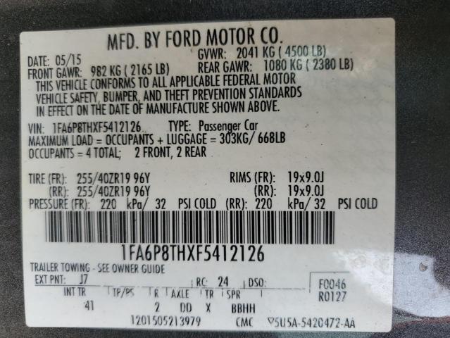 1FA6P8THXF5412126 - 2015 FORD MUSTANG BLACK photo 12