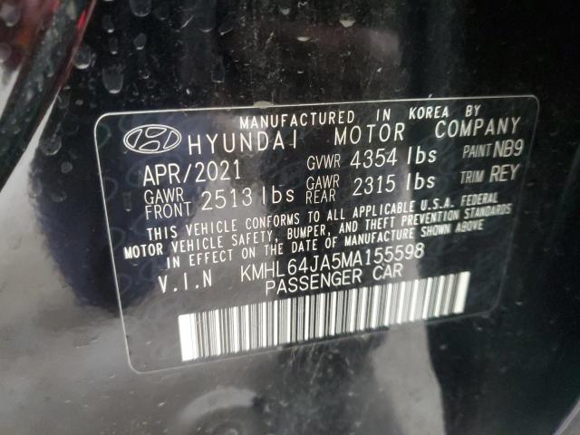 KMHL64JA5MA155598 - 2021 HYUNDAI SONATA SEL BLACK photo 12