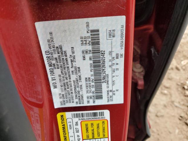 3LN6L5D92KR605482 - 2019 LINCOLN MKZ RESERVE I RED photo 12