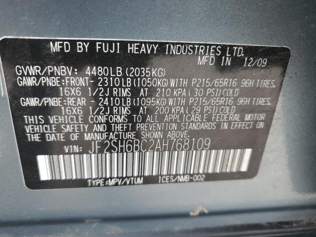 JF2SH6BC2AH768109 - 2010 SUBARU FORESTER XS Mavi foto 14