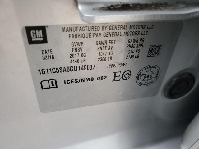 1G11C5SA6GU149037 - 2016 CHEVROLET MALIBU LIM LT 银色 照片 12