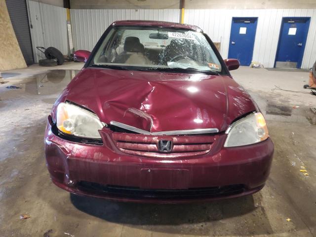 2HGES26752H606054 - 2002 HONDA CIVIC EX BURGUNDY photo 5