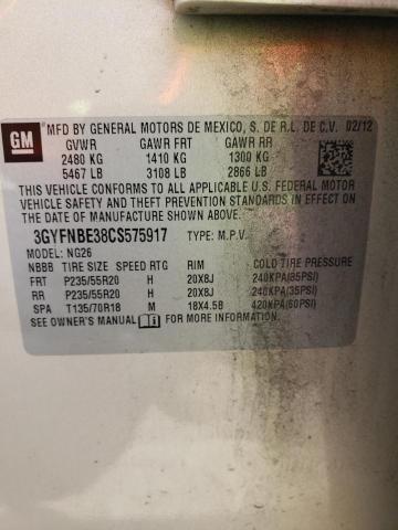 3GYFNBE38CS575917 - 2012 CADILLAC SRX PERFORMANCE COLLECTION Кремовый фото 12