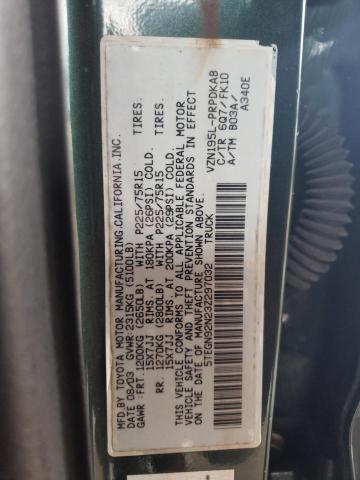 5TEGN92N23Z297032 - 2003 TOYOTA TACOMA DOUBLE CAB PRERUNNER GREEN photo 12