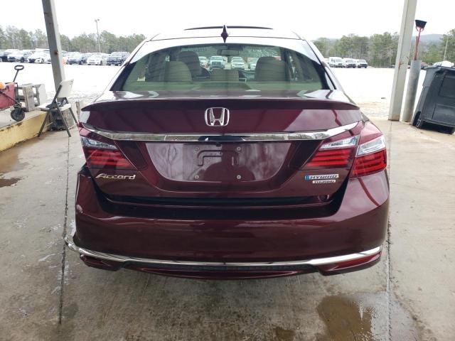 JHMCR6F7XHC004964 - 2017 HONDA ACCORD TOURING HYBRID BURGUNDY photo 6