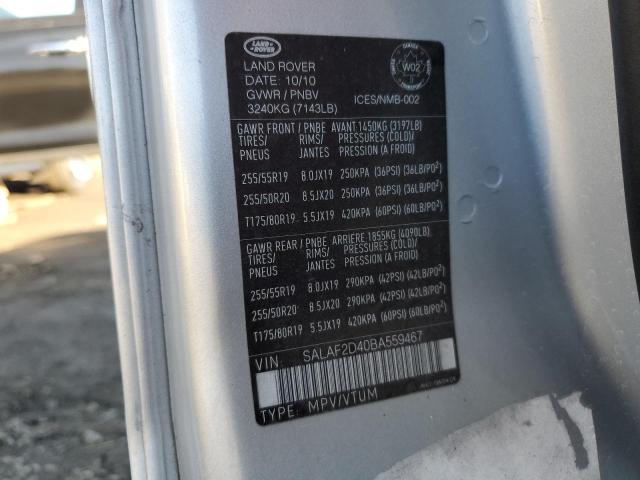 SALAF2D40BA559467 - 2011 LAND ROVER LR4 HSE SILVER photo 13