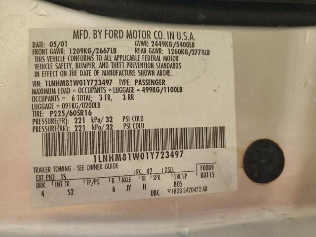 1LNHM81W01Y723497 - 2001 LINCOLN TOWN CAR EXECUTIVE GRAY photo 12