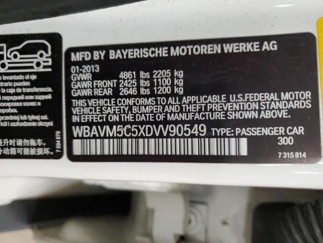 WBAVM5C5XDVV90549 - 2013 BMW X1 XDRIVE35I WHITE photo 12