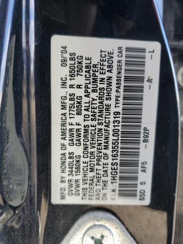 1HGES16355L001319 - 2005 HONDA CIVIC DX VP Qara foto 12