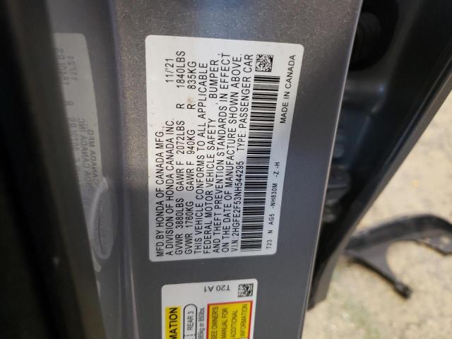 2HGFE2F53NH544295 - 2022 HONDA CIVIC SPORT 银色 照片 12