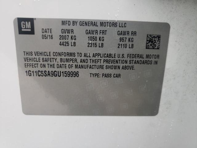 1G11C5SA9GU159996 - 2016 CHEVROLET MALIBU LIM LT 白色 照片 10