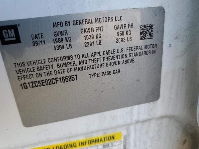 1G1ZC5E02CF166857 - 2012 CHEVROLET MALIBU 1LT WHITE photo 13