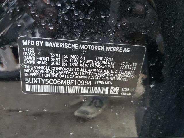 5UXTY5C06M9F10984 - 2021 BMW X3 XDRIVE30I BLACK photo 12
