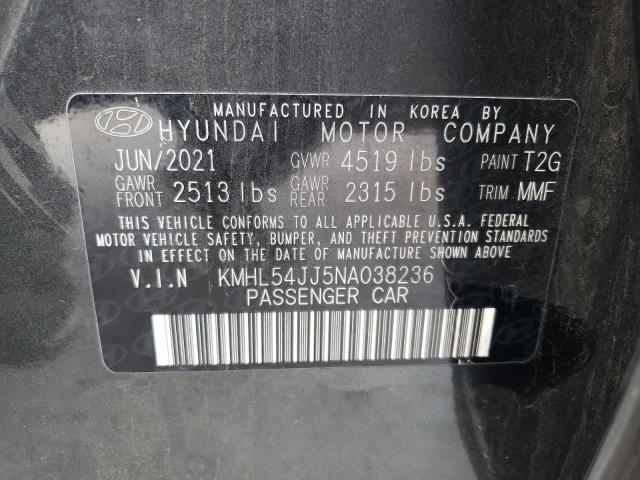 KMHL54JJ5NA038236 - 2022 HYUNDAI SONATA HYBRID GRAY photo 12