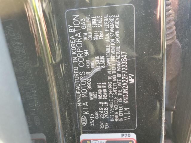 KNDJN2A22F7233847 - 2015 KIA SOUL BLACK photo 12