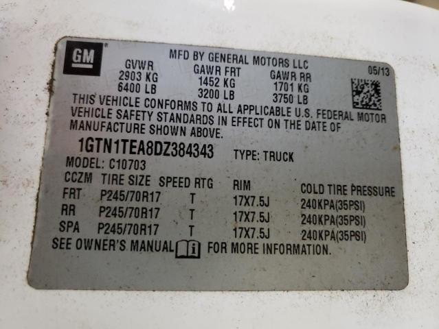 1GTN1TEA8DZ384343 - 2013 GMC SIERRA C1500 WHITE photo 12