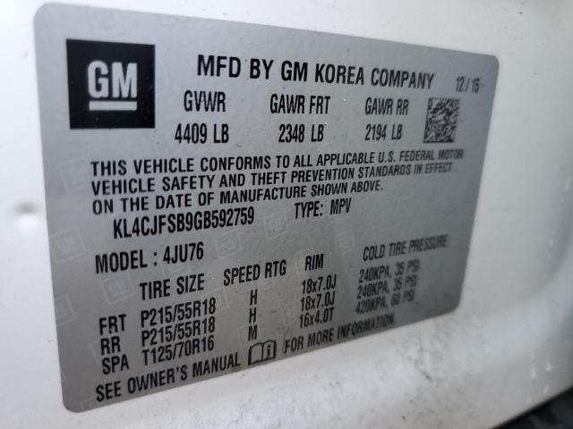 KL4CJFSB9GB592759 - 2016 BUICK ENCORE CONVENIENCE 白色 照片 13