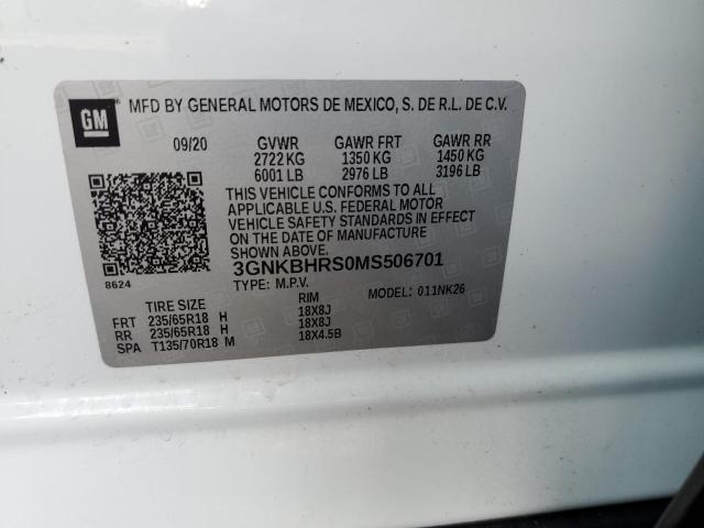 3GNKBHRS0MS506701 - 2021 CHEVROLET BLAZER 2LT WHITE photo 13