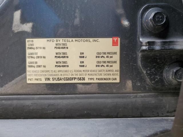 5YJSA1CG8DFP15636 - 2013 TESLA MODEL S Boz foto 12