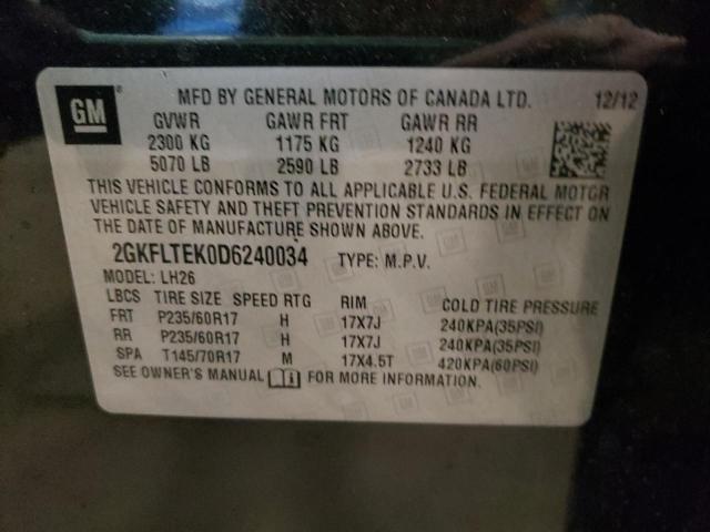 2GKFLTEK0D6240034 - 2013 GMC TERRAIN SLE BLACK photo 13