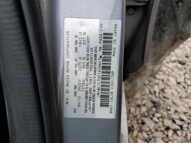 JM1BL1L74C1648647 - 2012 MAZDA 3 I GRAY photo 12