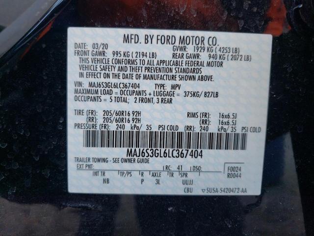 MAJ6S3GL6LC367404 - 2020 FORD ECOSPORT SE BLACK photo 13