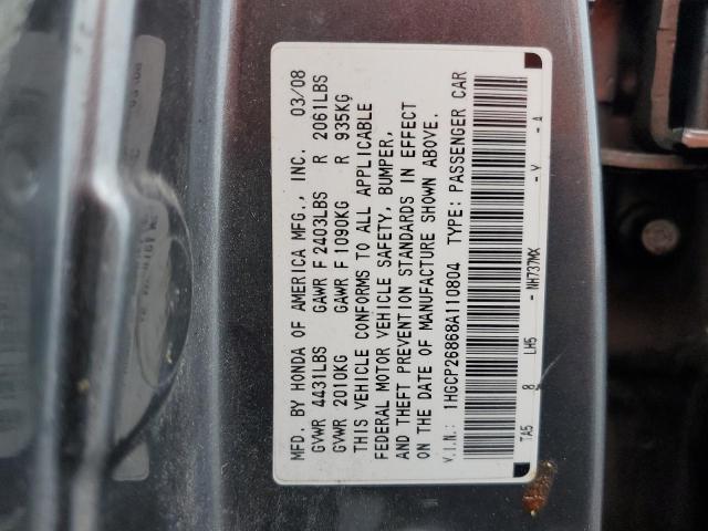 1HGCP26868A110804 - 2008 HONDA ACCORD EXL GRAY photo 12