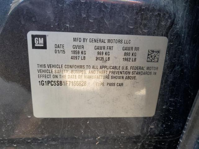 1G1PC5SB1F7166828 - 2015 CHEVROLET CRUZE 4D LT GRAY photo 12