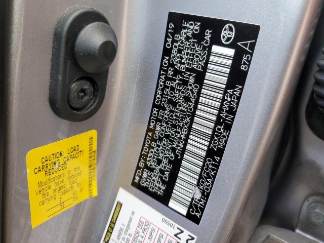 JTNKHMBX3K1044540 - 2019 TOYOTA C-HR XLE SILVER photo 12