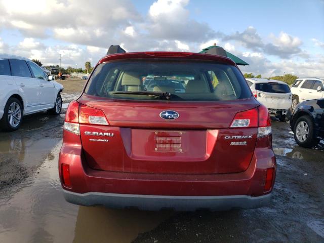 4S4BRBAC9B3401546 - 2011 SUBARU OUTBACK 2.5I RED photo 6