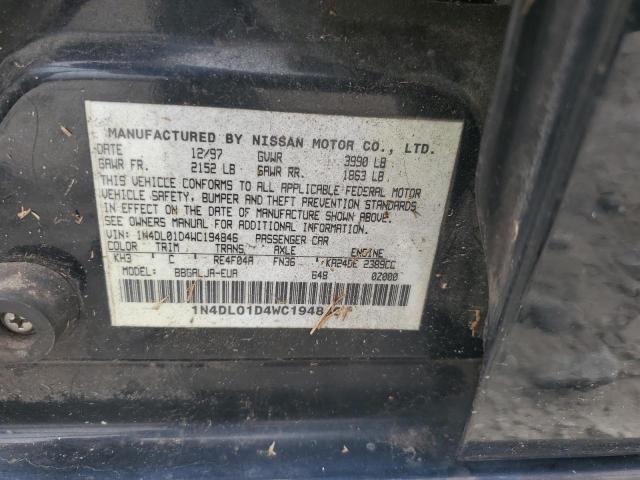 1N4DL01D4WC194846 - 1998 NISSAN ALTIMA XE BLACK photo 12