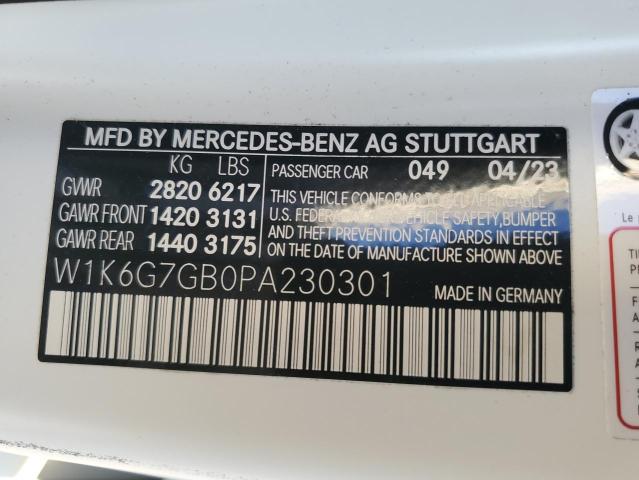 W1K6G7GB0PA230301 - 2023 MERCEDES-BENZ S 580 4MATIC WHITE photo 12