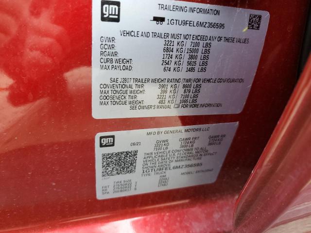 1GTU9FEL6MZ356595 - 2021 GMC SIERRA K1500 DENALI RED photo 12