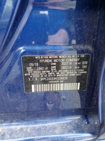 3KPC24A33KE056659 - 2019 HYUNDAI ACCENT SE BLUE photo 12