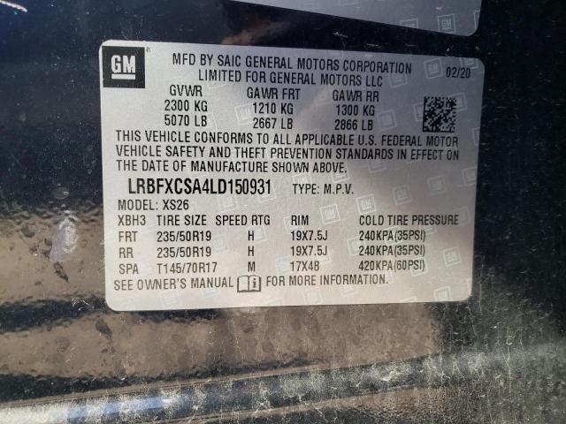 LRBFXCSA4LD150931 - 2020 BUICK ENVISION ESSENCE Սև լուսանկար 14