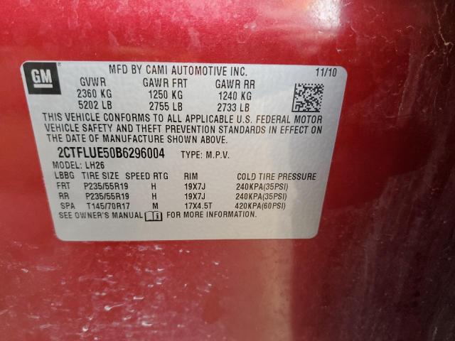 2CTFLUE50B6296004 - 2011 GMC TERRAIN SLT BURGUNDY photo 13