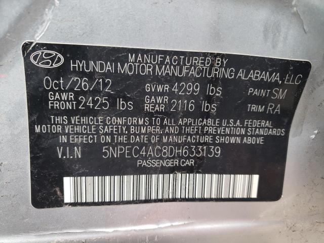 5NPEC4AC8DH633139 - 2013 HYUNDAI SONATA SE SILVER photo 13