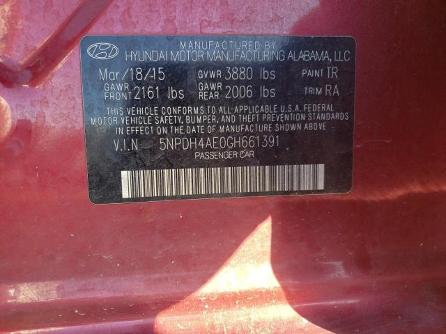 5NPDH4AE0GH661391 - 2016 HYUNDAI ELANTRA SE RED photo 12