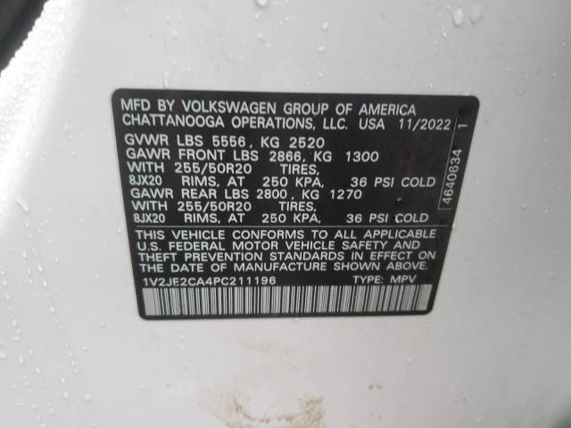 1V2JE2CA4PC211196 - 2023 VOLKSWAGEN ATLAS CROS SE Білий фото 14