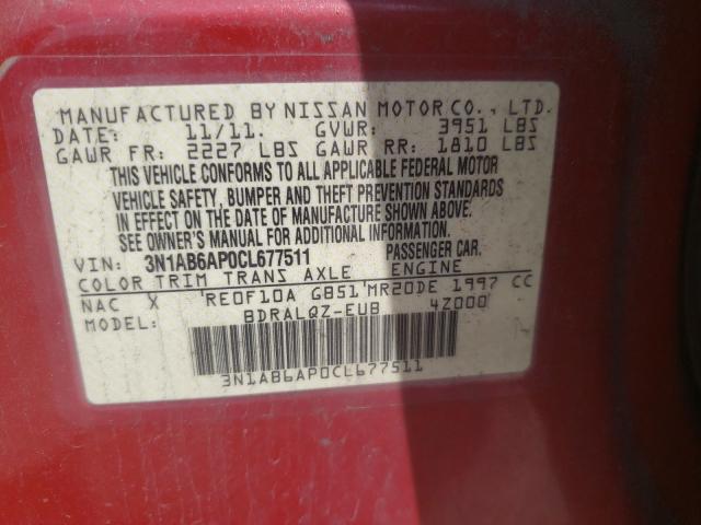 3N1AB6AP0CL677511 - 2012 NISSAN SENTRA 2.0 RED photo 10