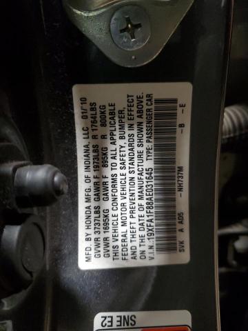 19XFA1F88AE031645 - 2010 HONDA CIVIC EX GRAY photo 13