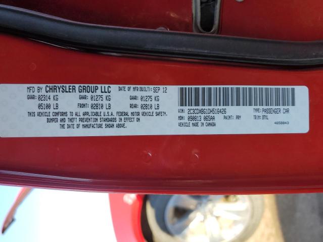 2C3CDXBG1DH516426 - 2013 DODGE CHARGER SE RED photo 13