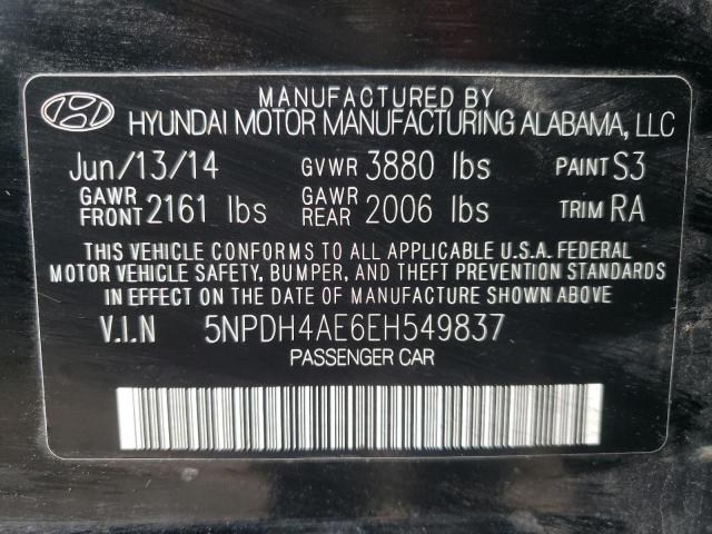 5NPDH4AE6EH549837 - 2014 HYUNDAI ELANTRA SE BLACK photo 12