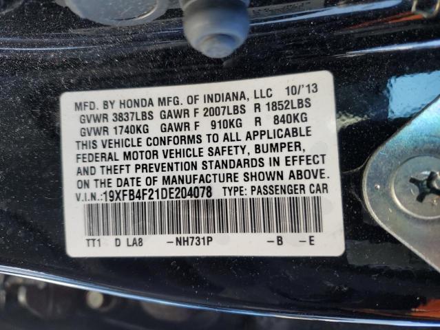 19XFB4F21DE204078 - 2013 HONDA CIVIC HYBRID BLACK photo 12