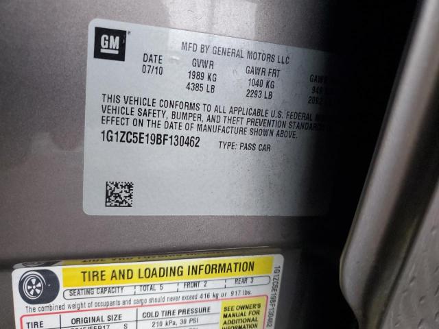 1G1ZC5E19BF130462 - 2011 CHEVROLET MALIBU 1LT 灰色 照片 12