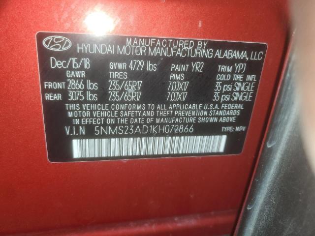 5NMS23AD1KH072866 - 2019 HYUNDAI SANTA FE SE SILVER photo 14