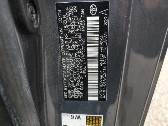 JTKDE167180272252 - 2008 TOYOTA SCION TC 灰色 照片 12